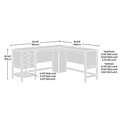 Cottage Road L Shaped Desk Computer Desk with Drawers, Home Office Desk with Optional File Cabinet Storage, Cable Management, in Soft White Finish