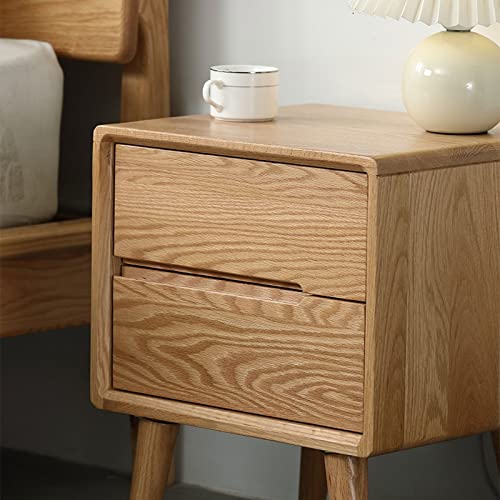 Night Stand Bedside Table Bedroom Furniture Double Drawer Locker White Oak Cabinet Nightstands Solid Wood