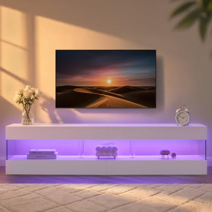 67" LED TV Stand for 75 Inch TV, Entertainment Center, White, view 4