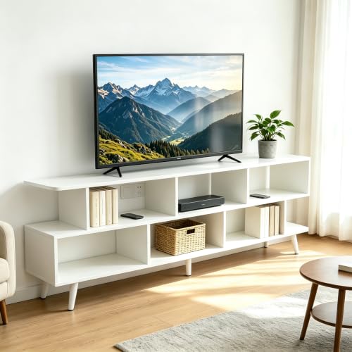 Modern TV Stand for TVs up to 75 Inches, Media Console Table with 3-Tier Storage, view 2