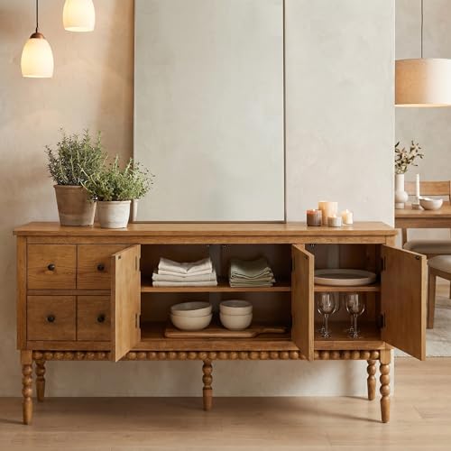 65" TV Entertainment Console, Buffet Cabinet, Prairie Oak, view 8