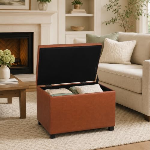 24-Inch Storage Ottoman Bench, Foot Stool Ottoman with Storage, view 6