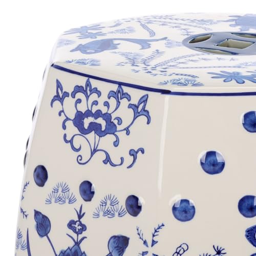 SAFAVIEH Furniture - Cloud 9 Decorative Garden Stool - Blue - Ceramic - Artisan Hand-Painted Design - Ideal for Living Room, Patio, Garden - Fully Assembled (ACS4557A)