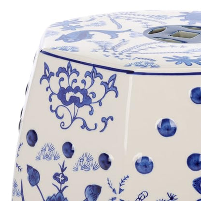 SAFAVIEH Furniture - Cloud 9 Decorative Garden Stool - Blue - Ceramic - Artisan Hand-Painted Design - Ideal for Living Room, Patio, Garden - Fully Assembled (ACS4557A)