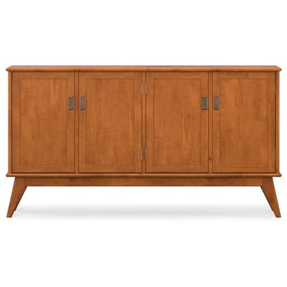Draper 66" Wide Solid Wood 4-Door Buffet in Teak Brown, view 7