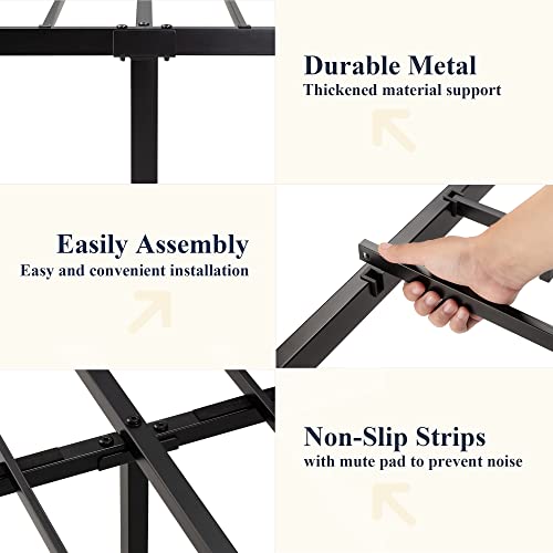 Full Metal Bed Frame with Victorian Iron-Art Headboard, Black, view 7