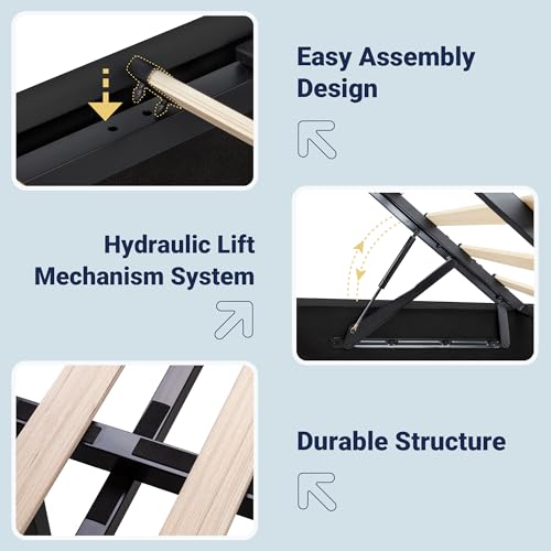 Hydraulic Black Storage Bed, view 6