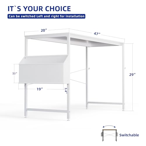 47 Inch Computer Desk for Small Spaces with Storage Bag, view 4