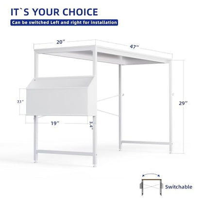 47 Inch Computer Desk for Small Spaces with Storage Bag, view 4