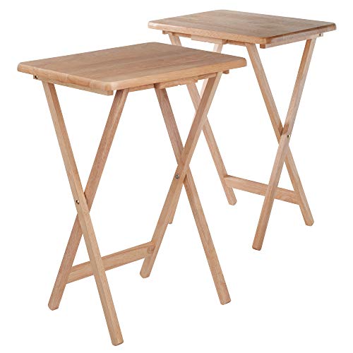 Alex Set of 2 Foldable Snack Tables, Easy to Store Small Portable Fold Up Table Set for Kitchen, Living Room TV Dining, Crafts, Puzzles, Work From Home