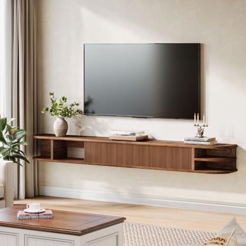 71" Floating TV Stand Up to 90'' TVs, Solid Wood Media Console, view 4