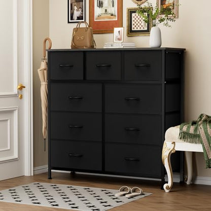 9 Drawer Black Dresser for Bedroom, Closet Organizer Storage Tower, view 3