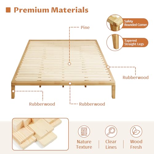 IOTXY Cal King Platform Bed Frame - 12" Solid Wood Mattress Foundation Base, view 8
