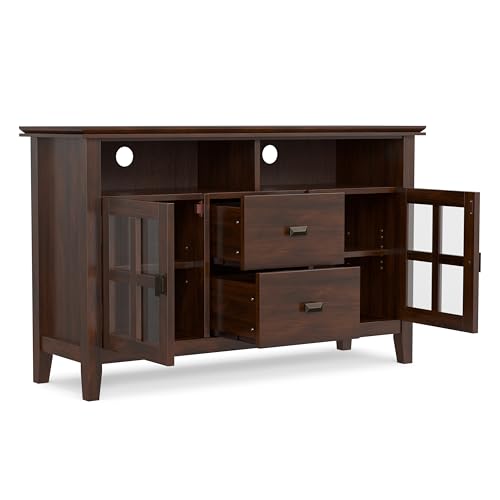Artisan TV Stand - 48 inch Wide Solid Wood Media Console in Russet Brown, Contemporary Entertainment Center for Living Room for TVs up to 55 Inches with Drawers and Cable Management