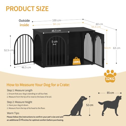 39.4 in Dog Crate Furniture,Dog Kennel Indoor for Medium/Large Dog, view 3