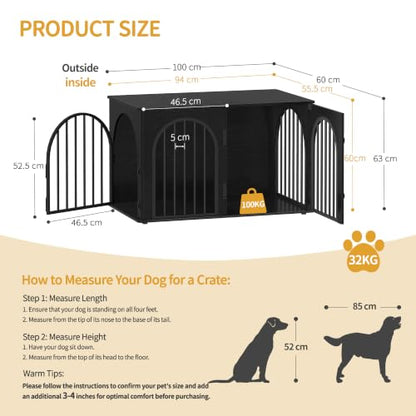 39.4 in Dog Crate Furniture,Dog Kennel Indoor for Medium/Large Dog, view 3