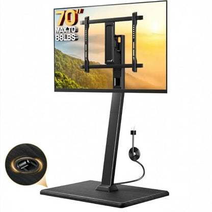 Rolling TV Stand with Power Outlet, Tilt and Swivel Mobile TV Cart with Hidden Casters, Fits 30-70 Inch TVs, Height-Adjustable, 88 lbs Load Capacity, Max VESA 400x400mm, PGTVMC20