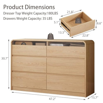 47.2" Dresser with 6 Drawer, view 3