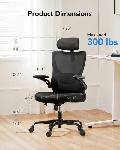 Ergonomic Office Chair with 3D Armrests and Lumbar Support, view 3