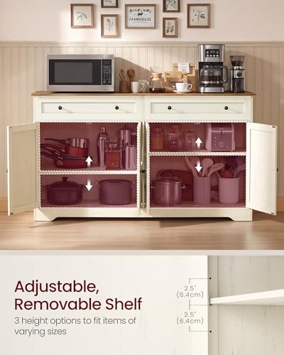 Buffet Cabinet, Sideboard, 4 Doors, 55.1 x 15.8 x 31.5 Inches, view 5