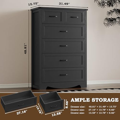 Tall 6-Drawer Dresser for Bedroom, view 3