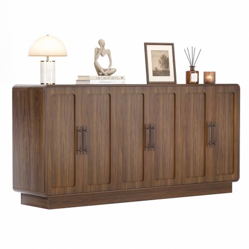 65.7" Sideboard Cabinet, 6-Door Storage Credenza,Walnut, view 4