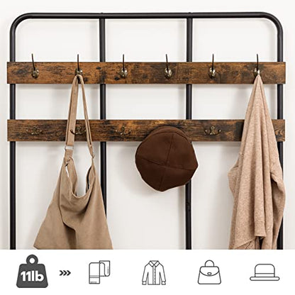 Hall Tree with Bench, Entryway Bench with Coat Rack, view 6