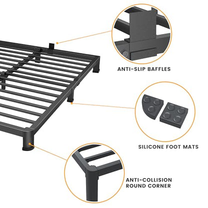 4 Inch Full Bed Frame Low Profile with Rounded Legs, Easy Assembly, view 5