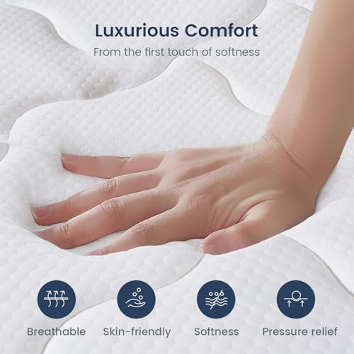 King Size Mattress, 14 Inch Medium Firm Hybrid King Mattress in a Box, Strong Edge Support, Motion Isolation, with 7-Zones Pocket Springs, Fiberglass-Free, Pressure Relief, CertiPUR-US