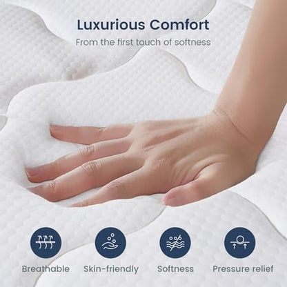 King Size Mattress, 14 Inch Medium Firm Hybrid King Mattress in a Box, Strong Edge Support, Motion Isolation, with 7-Zones Pocket Springs, Fiberglass-Free, Pressure Relief, CertiPUR-US