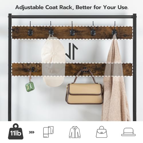 Hall Tree, Coat Rack with Shoe Rack, Hall Tree with Bench, view 7