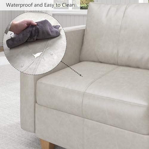 Modular Sleeper Sofa Sectional Couch with Storage, Faux Leather Modular Sofa Bed Sectional Sofa for Living Room Beach White