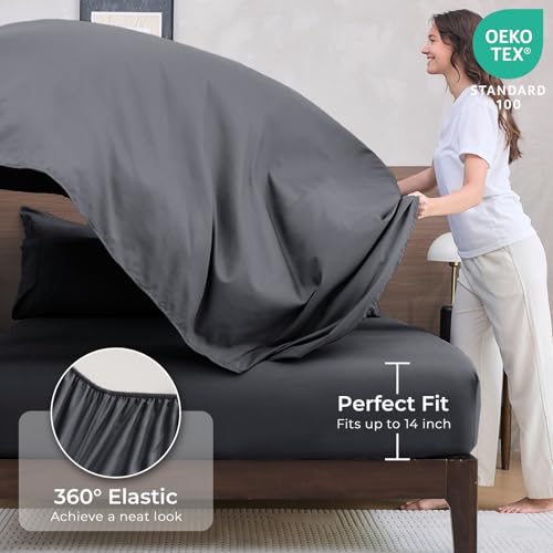 7-Piece Queen Comforter Set, Dark Grey Bed in a Bag, view 6