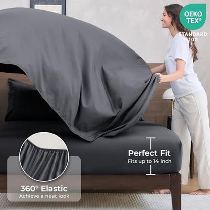 7-Piece Queen Comforter Set, Dark Grey Bed in a Bag, view 6