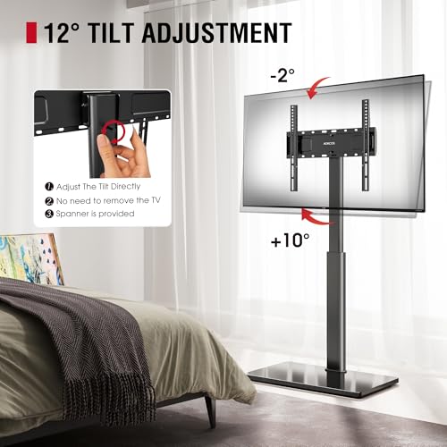 Swivel TV Floor Stand for 32-65 Inches TVs, 8 Level Height Adjustable Corner Small TV Stand Mount for Living Room/Bedroom, Holds up to 88 lbs,MAX VESA 400x400mm,Black