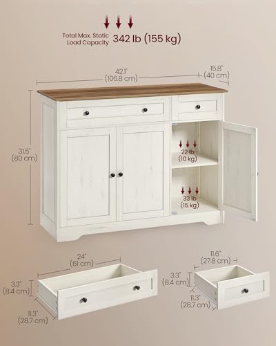 Buffet Cabinet, Sideboard, 3 Doors, 42.1 x 15.8 x 31.8 Inches, view 3