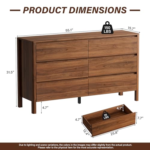 55" Mid-Century Modern Dresser for Bedroom, view 3