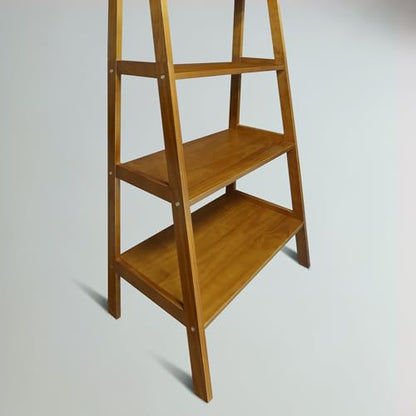 100% Solid Wood 5-Shelf Ladder Bookcase, Standard, 72" H, Chestnut