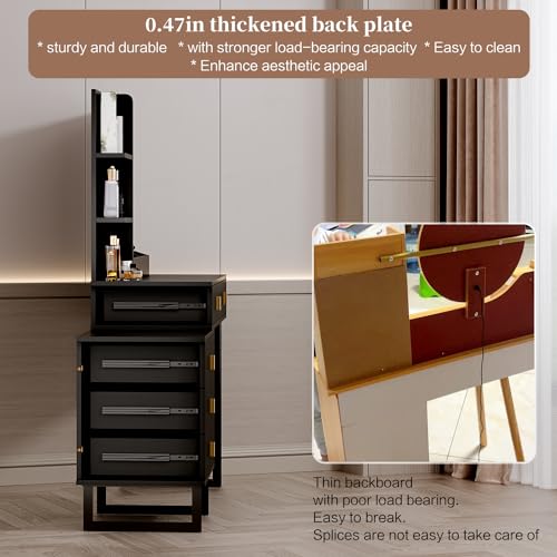 Large Vanity Desk with 3 Color Touch Screen Dimming Mirror, view 6