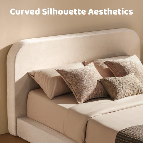 AirFrame Queen Upholstered Bed Frame with Rounded-Corner Headboard, view 4