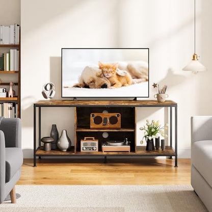 TV Stand for TVs up to 65 Inch,Entertainment Center with Open Storage Shelves, TV Media Console Table for Living Room and Bedroom, Rustic Brown