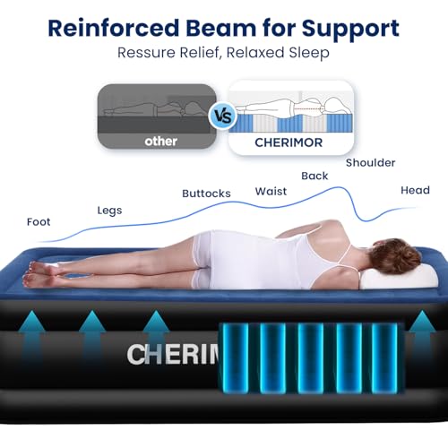 Queen Air Mattress with Built-in Pump, 18" Raised Upgraded Comfort, view 8