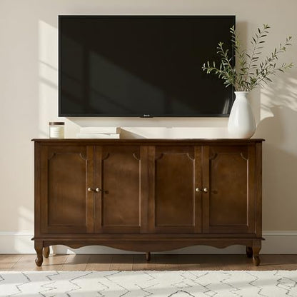 58" Rustic Sideboard Buffet Cabinet Credenza with 4 Doors & 2 Adjustable Shelves, view 4