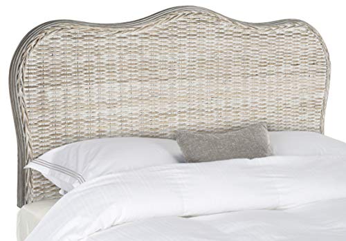 SAFAVIEH Furniture - Imelda Rattan Full Headboard - White-Washed - Rattan - Coastal Woven Design - Ideal for Bedroom (SEA8027B-F)
