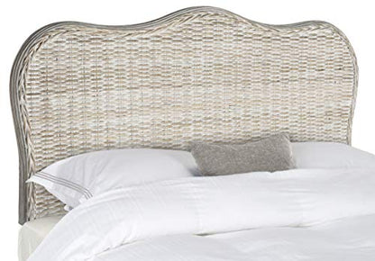 SAFAVIEH Furniture - Imelda Rattan Full Headboard - White-Washed - Rattan - Coastal Woven Design - Ideal for Bedroom (SEA8027B-F)