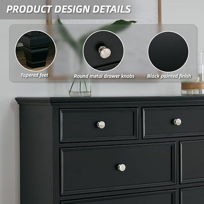 Signature Design by Ashley 7 Drawer Dresser, Wide Black, Lanolee, view 6