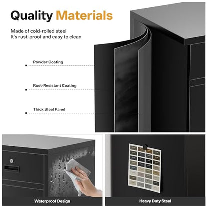 Metal Storage Cabinet, 36 Inch Tall Locking Cabinet with 2 Doors and 2 Drawers, Metal Cabinets with Adjustable Shelf, Garage Cabinets for Garage, Warehouse, Classroom, Home Office, Black