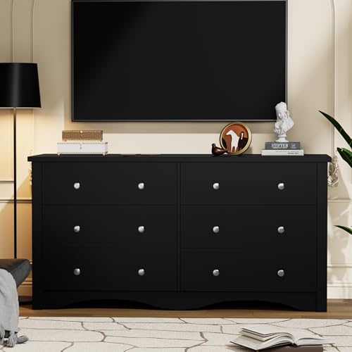 Black 6 Dresser for Bedroom, view 6