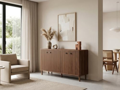 55'' Large Fluted Sideboard Buffet Cabinet, view 4