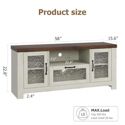 Farmhouse White & Brown TV Stand for 65 Inch TV for Living Room, view 4